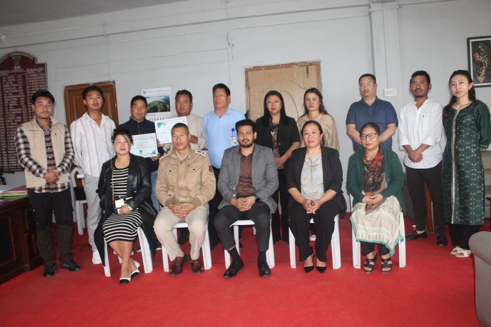 Deputy Commissioner Zunheboto, Dharam Raj, IAS along with others during quarterly meeting of the NTCP and DTCC held at the Deputy Commissioner's Chamber, Zunheboto, on June 19. (Morung Photo)